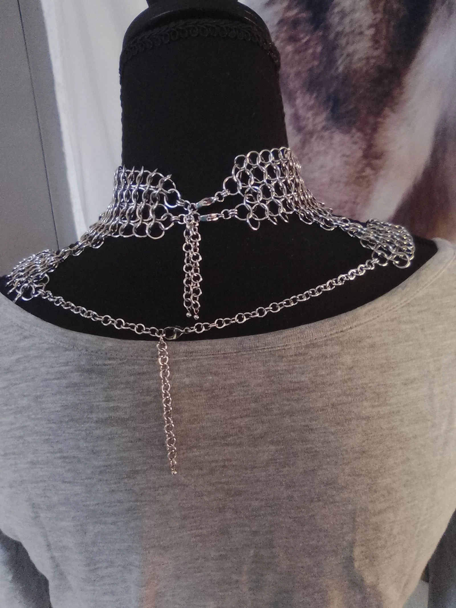 Collar estrangulador XL escote chainmail estilo gótico europeo – photo 3